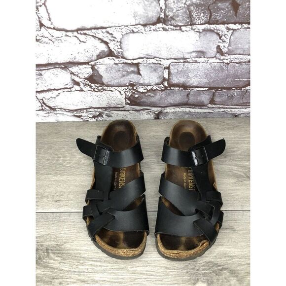 Birkenstock Pisa Black Leather Strappy Slides Cork Sandals Women’s Sz 36EU/5M US - Picture 3 of 16